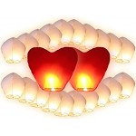 Gift Shop Lot de 22 Lanternes Blanches dont 2 Coeurs chinoise celestes volantes biodégradable pour fêtes moments romantiques et magiques