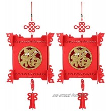 HERCHR Décorations de Nouvel an Chinois lanternes Chinoises Traditionnelles avec Lot de 2 décorations pour la Maison Lucky Red Fu