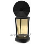 Lanterne funéraire ronde en métal avec bougie LED 21 cm lanterne : noir verre : bronze