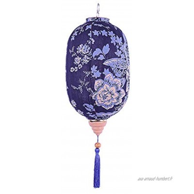 Lanterne Traditionnelle en Tissu Style Chinois Peint Abat-Jour décoratif Jardin Suspendu 14"
