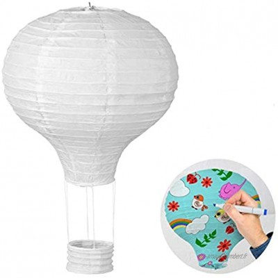 LIHAO 6pcs Lampion Papier Montgolfière Lanterne Papier Blanc Pour Décoration Anniversaire Mariage Fête 30 cm