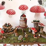 Liseng Lot de 3 lanternes en papier en forme de champignon pour forêt jungle pays des merveilles thème d'anniversaire décoration de fête 3D