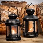 Nicola Spring 6 lanternes Porte-Bougies à Suspendre métal Style Vintage intérieur extérieur Noir 20 cm