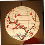 Ruluti 35cm Lanternes Japonaises en Fleur De Prune Rond Lampe De Papier À Ombre