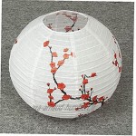 Ruluti 35cm Lanternes Japonaises en Fleur De Prune Rond Lampe De Papier À Ombre