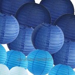 Viudecce 20 PièCes SéRies 6 Pouces-12 Pouces Lanternes en Papier Bleu Chinois Japonais Tailles et Couleurs Assorties Lampion pour la FêTe de Mariage Suspendu en Plein Air DIY DéCor