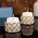 BSTKEY Lot de 6 photophores décoratifs en cristal pour bougies chauffe-plat centre de table pour table fête de mariage décoration d'intérieur doré