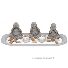 Carousel Home and Gifts Photophore pour bougie chauffe-plat avec trois statues de Bouddha zen