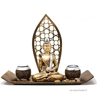 Ensemble de décoration Bouddha avec 2 photophores Pour méditation ou détente