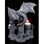 Figuren-Shop.de Porte-bougie en forme de dragon 4 tours de château avec dragon.