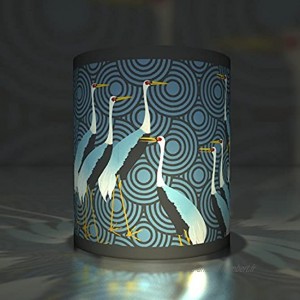Kartenkaufrausch 5 Jolies lanternes-photophores decoratives lanternes en Papier calque Petits Lampes en Papier Transparent avec des grues Japonais Bleu