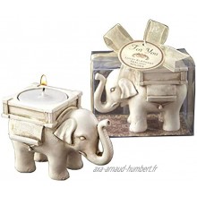 Lot de 2 photophores en cire parfumée Motif éléphant Blanc ivoire