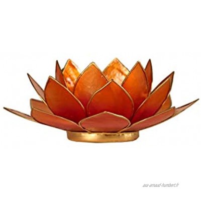 Porte Bougie Fleur de Lotus Orange rosé et Or 2nd chakra