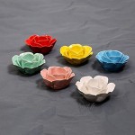 VOSAREA Bougeoir à Fleurs Porte-Bougie Chauffe-Plat Lotus Décoration de Table et de Maison Rouge