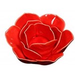 VOSAREA Bougeoir à Fleurs Porte-Bougie Chauffe-Plat Lotus Décoration de Table et de Maison Rouge