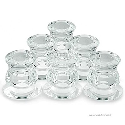 Ymenow Lot de 6 bougeoirs en verre transparent pour bougies chauffe-plat Diamètre : 2,3 cm