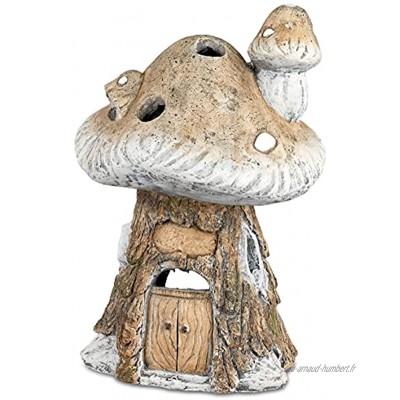 dekojohnson Photophore en forme de maison de champignon Bougeoir décoratif en forme de maison de fée 27 x 36 cm