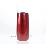 Photophore moderne en céramique et verre rouge métallisé Hauteur 40 cm + 16 x 20 cm