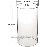 Tensquare Cylindre en verre sans fond pour bougies Bougeoir ouragan en verre Grand tube ouvert En verre borosilicate Diamètre 7,5 cm 8,5 cm 9,5 cm diamètre 8,5 cm Hauteur : 20,3 cm