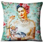 Convient pour Frida Kahlo coussin décoratif oreiller en coton Coussin en coton de style mexicain 17,717,7 coussins de salon de canapé et de lit [4 ensembles]