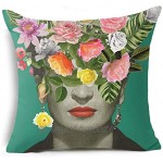 Convient pour Frida Kahlo coussin décoratif oreiller en coton Coussin en coton de style mexicain 17,717,7 coussins de salon de canapé et de lit [4 ensembles]