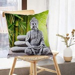 Housse de coussin avec impression de statue de Bouddha zen en bambou pour voiture canapé décoration d'intérieur 45 x 45 cm