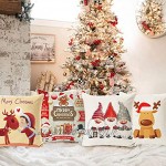 Sunshine smile 4pcs Christmas Pillow Covers,Coussin taie d'oreiller noël,Housse de Coussin Noel,Housse de Coussin Decoration 3