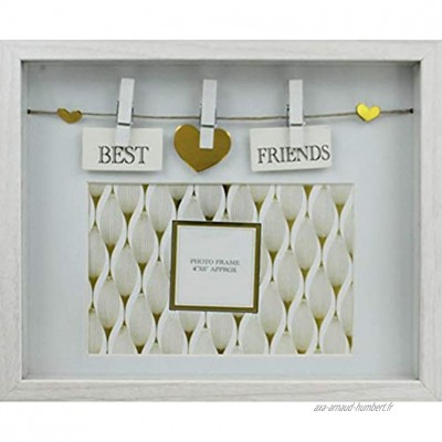 Carousel Home Cadre photo en bois blanc et doré avec inscription « Best Friends »