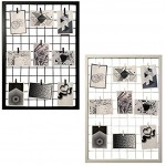 Grille ou cadre murale pour afficher des photos panneau métallique comme accessoire décoratif noir blanc et rose cadre pour accrocher des photos sans verre porte-photo avec clips