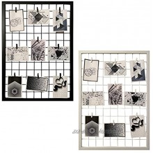 Grille ou cadre murale pour afficher des photos panneau métallique comme accessoire décoratif noir blanc et rose cadre pour accrocher des photos sans verre porte-photo avec clips