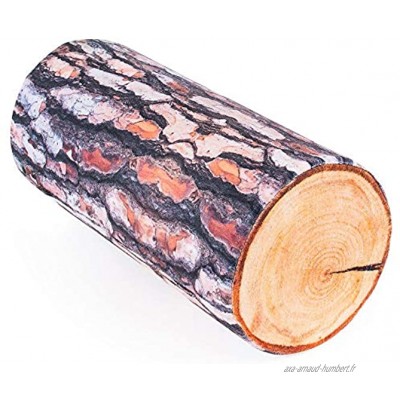 Fancy Coussin décoratif en forme de tronc d'arbre pin- 40 cm coussin canapé Mini traversin déco salon bois Jouet en peluche Bûche réaliste Oreiller rouleau cylindrique