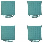 Homevibes Lot de 4 coussins de chaise avec nœuds 100 % coton 40 x 40 x 5 cm différents motifs pour décorer votre maison Vert