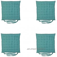 Homevibes Lot de 4 coussins de chaise avec nœuds 100 % coton 40 x 40 x 5 cm différents motifs pour décorer votre maison Vert