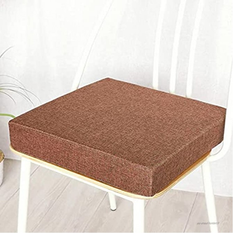 KingMSPG Coussin de chaise 40 x 40 cm épaisseur 5 8 cm coussin lavable pour chaise de salle à manger intérieur ou extérieur 35 x 35 x 5 cm marron