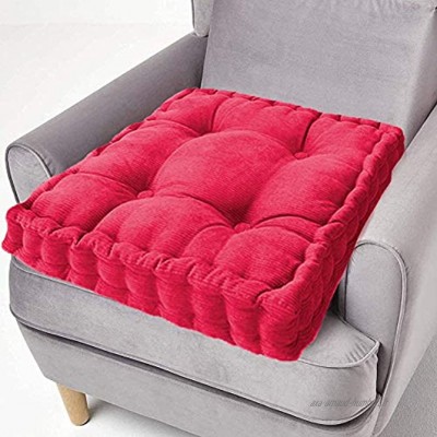 ping bu Coussin rehausseur 100 % coton 10 cm d'épaisseur grand coussin carré de 50 cm pour chaise adulte fauteuil de jardin 50 x 50 cm rouge