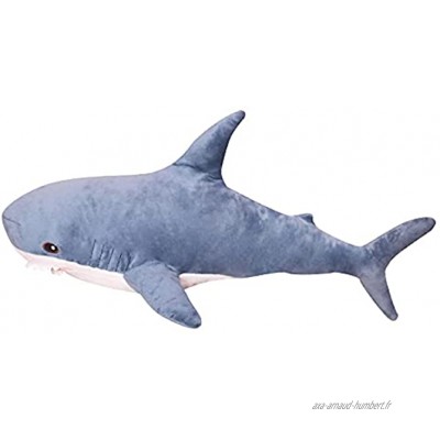 Oreiller de Requin Peluche Jouet Grand Requin Blanc poupée Simulation Coussin de poupée-1m