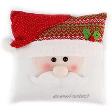 Runfon 1 Pack Oreiller de Noël Couvre-oreillers Joyeux Noël Sofa décoratif de Coussin Coussin Coussin Coussins 13 x 13 Pouces Santa Claus