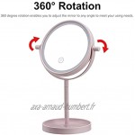 Zhou-YuXiang Miroir de Maquillage LED Rotatif à 360 degrés Pliant Dessus de Table éclairés Miroir de Maquillage de Voyage Portable détachable cosmétique