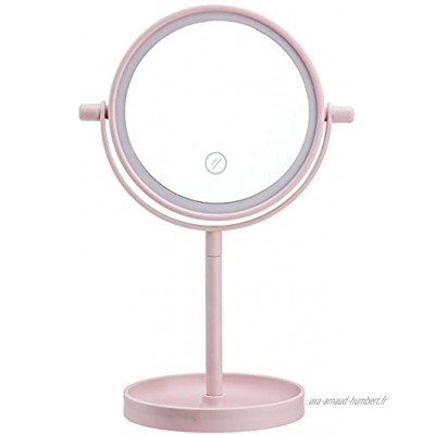 Zhou-YuXiang Miroir de Maquillage LED Rotatif à 360 degrés Pliant Dessus de Table éclairés Miroir de Maquillage de Voyage Portable détachable cosmétique
