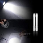 Zhou-YuXiang Premium Bright Light Stable Alimentation Mini Extérieure en Aluminium Portable Ultra Blacklight 9 LED Lampe Torche Lampe Torche