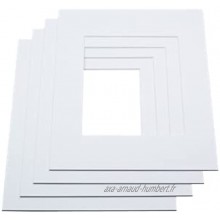 LIVINGTREE® Lot de 5 passe-partout blancs dimensions extérieures : 30 x 45 cm dimensions intérieures : 20 x 30 cm pour photos et cadres photo Épaisseur : 1,4 mm