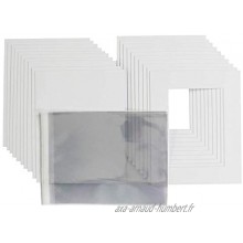 Lot de 20 passe-partout pour photos avec dos et sacs transparents Blanc brillant 22,9 x 17,8 cm Pour photos de 17,8 x 12,7 cm