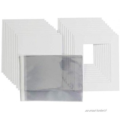 Lot de 20 passe-partout pour photos avec dos et sacs transparents Blanc brillant 22,9 x 17,8 cm Pour photos de 17,8 x 12,7 cm