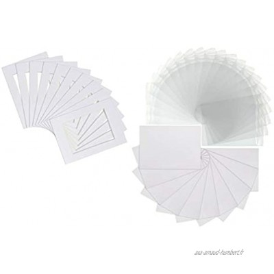 Lot de 20 passe-partout texturés blanc glacé pour photos de 25,4 x 20,3 cm avec dos et sacs transparents refermables de 1,4 mm