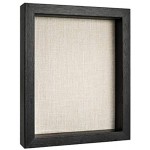 Boîte de présentation cadre en bois avec dos en lin boîte à souvenirs noir 20,3 x 25,4 cm