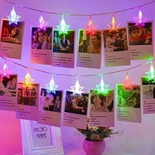 Clips photo guirlandes lumineuses avec clip pour accrocher des photos photos cartes mémos dortoir chambre décoration murale décorations de fête de mariage-étoile colorée 2 M avec 20 clips