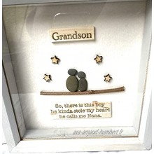 Pebble Art Gift Grandson – Grandma – Nana Box – Image encadrée idéale pour Noël anniversaire