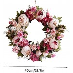 Aiyrchin Fleur Artificielle Couronne de Fleurs artificielles Pivoine Couronne Printemps Décoration Rose