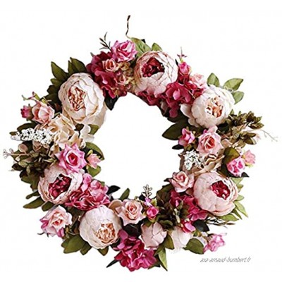 Aiyrchin Fleur Artificielle Couronne de Fleurs artificielles Pivoine Couronne Printemps Décoration Rose