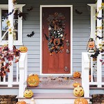 ARVALOLET Panneau à suspendre Halloween Boo Couronne d'araignée à suspendre sur une porte en maille et rubans pour décoration d'intérieur ou d'extérieur